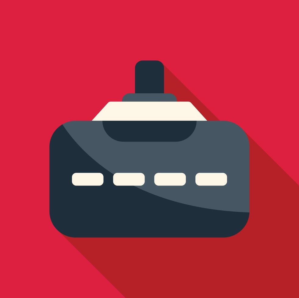 Black vr glasses headset on red background with long shadow vector
