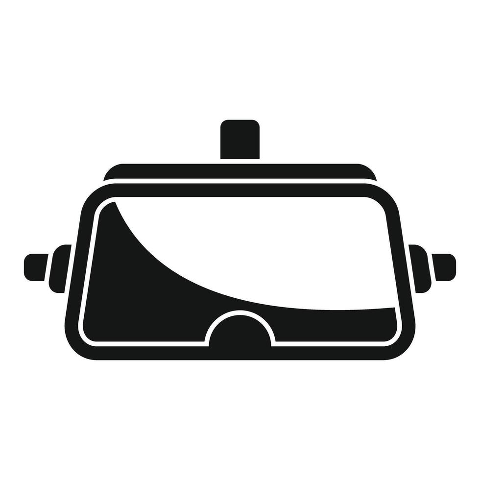 Welding mask protecting eyes during metal work, simple icon vector