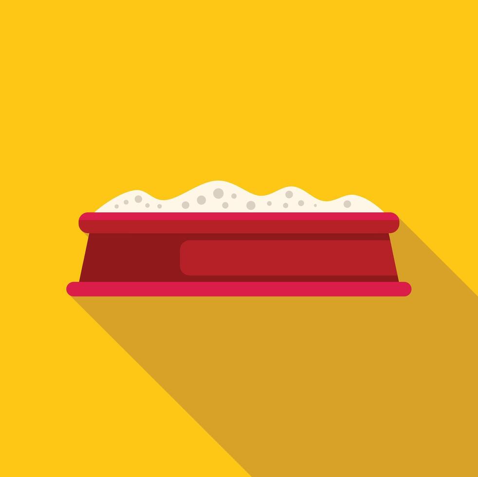 Red sandbox full of sand for children playing on a yellow background vector