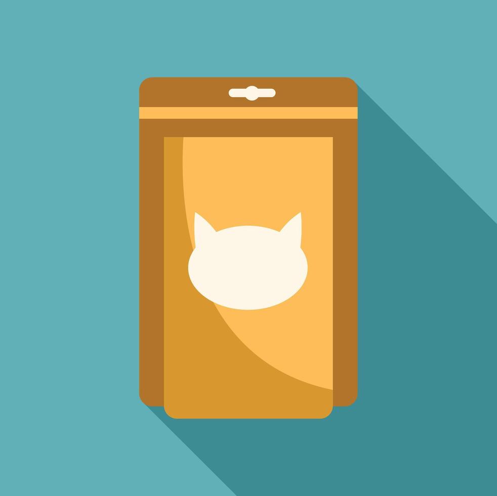 Cat food pouch standing up and displaying on turquoise background vector
