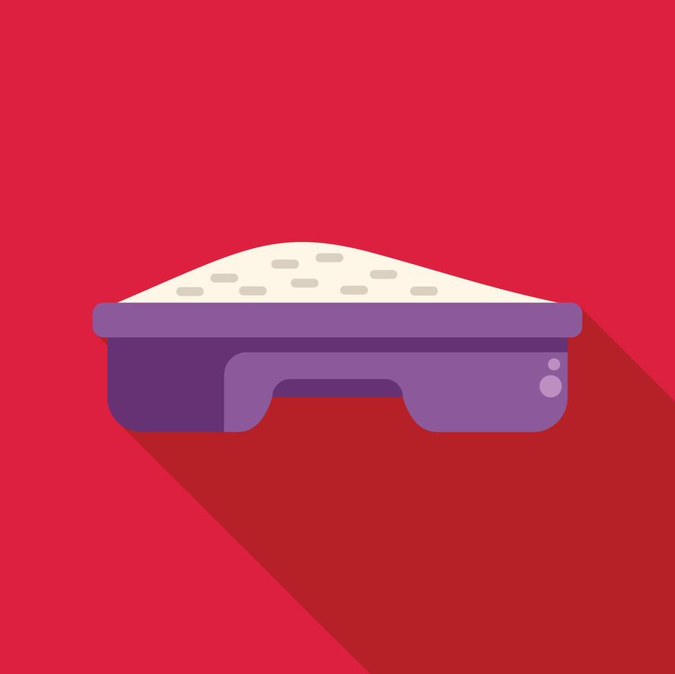 Cat litter box full of sand on pink background vector