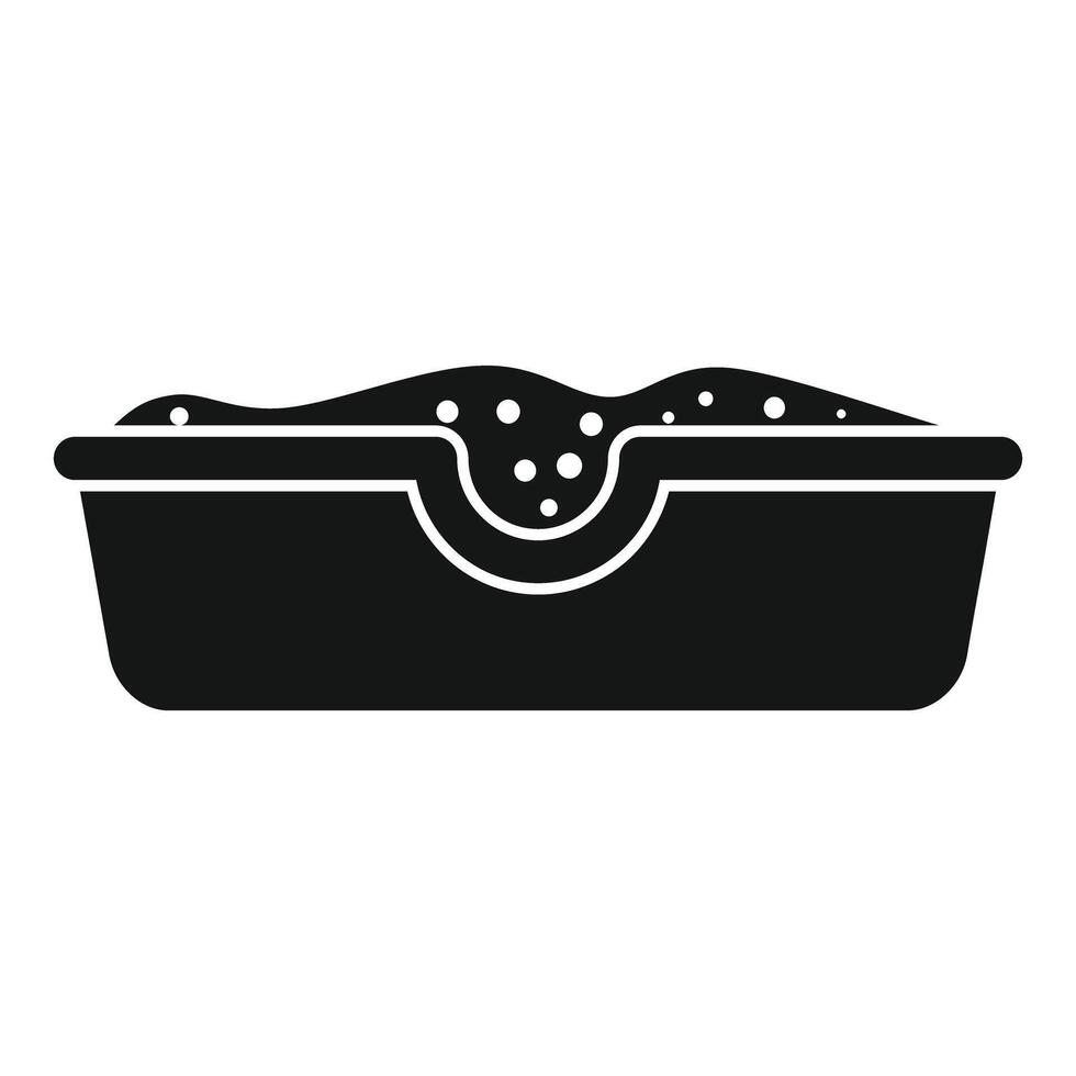 Cat litter box holding sand for feline hygiene vector