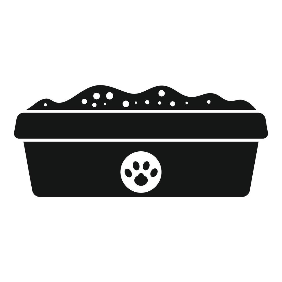 Cat litter box with absorbent filler for home pets vector