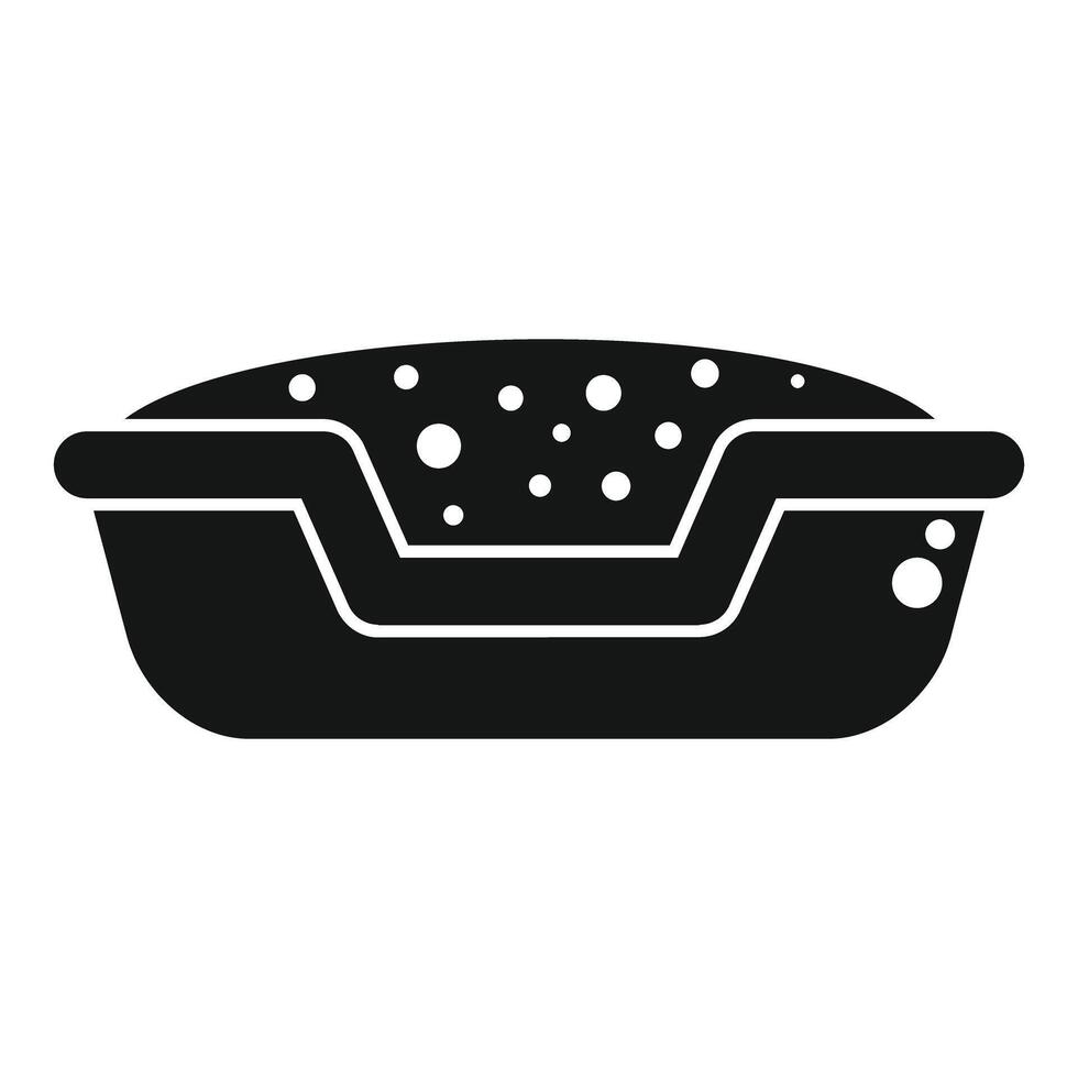 Full cat litter box with toilet filler in tray for pet hygiene vector