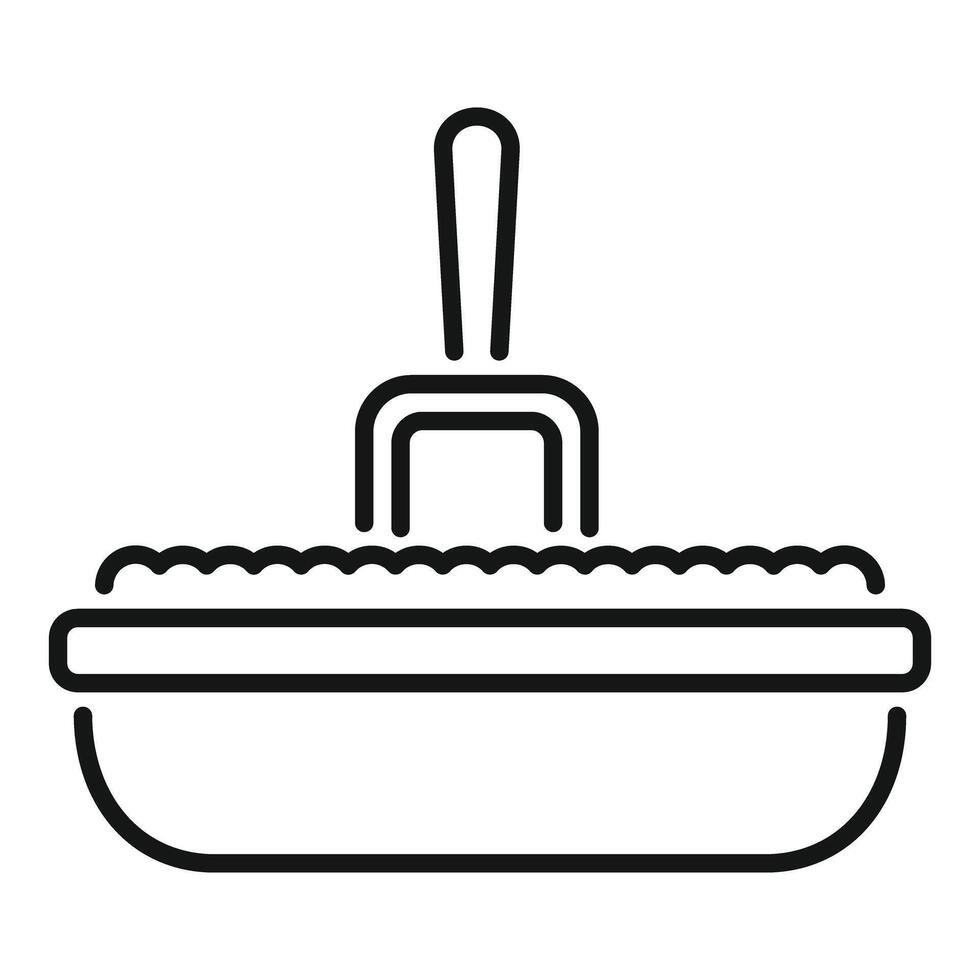 Cat litter box with scoop cleaning tool icon outline vector