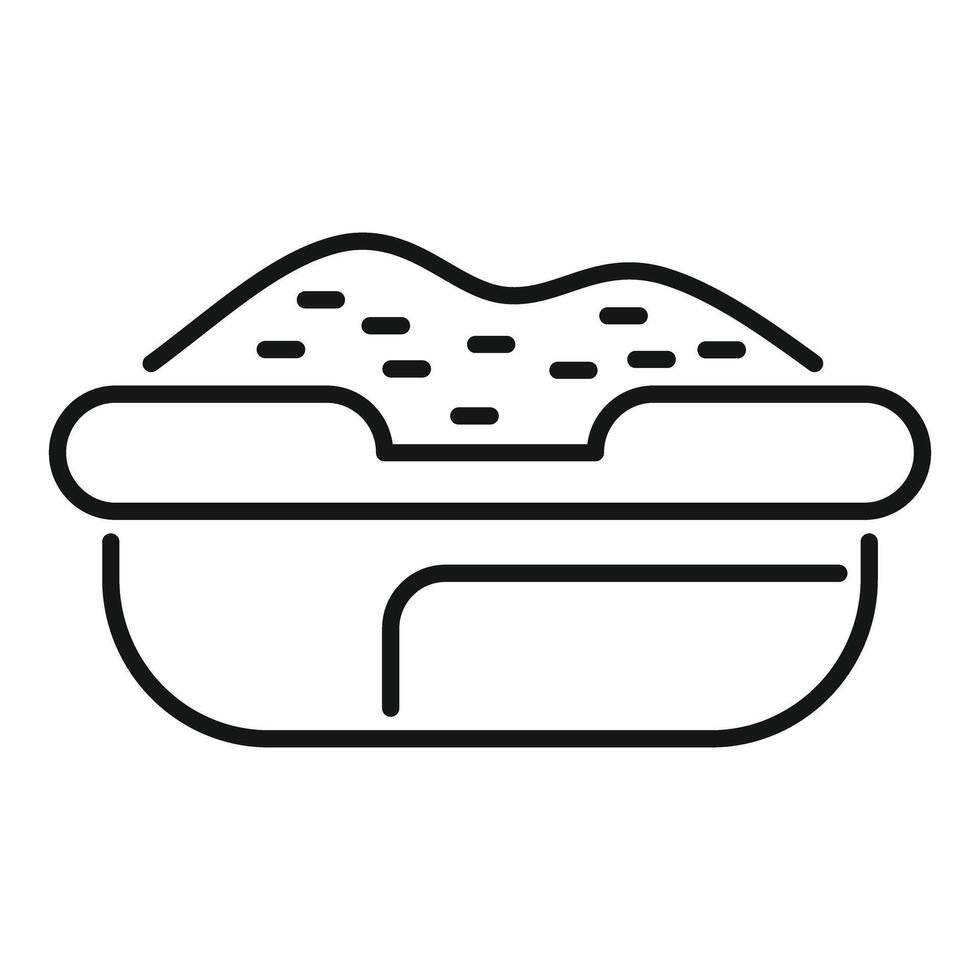 Cat litter box full of sand for pet hygiene vector