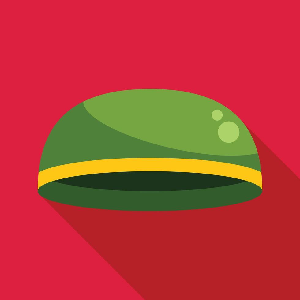 Green military helmet lying on red background illustration vector
