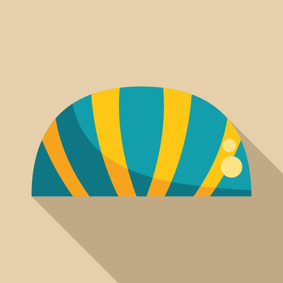 Striped semicircle with long shadow is casting a shadow on a tan background vector