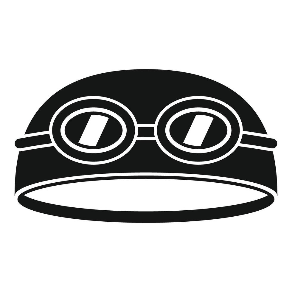 Swimming cap with goggles icon, simple style vector