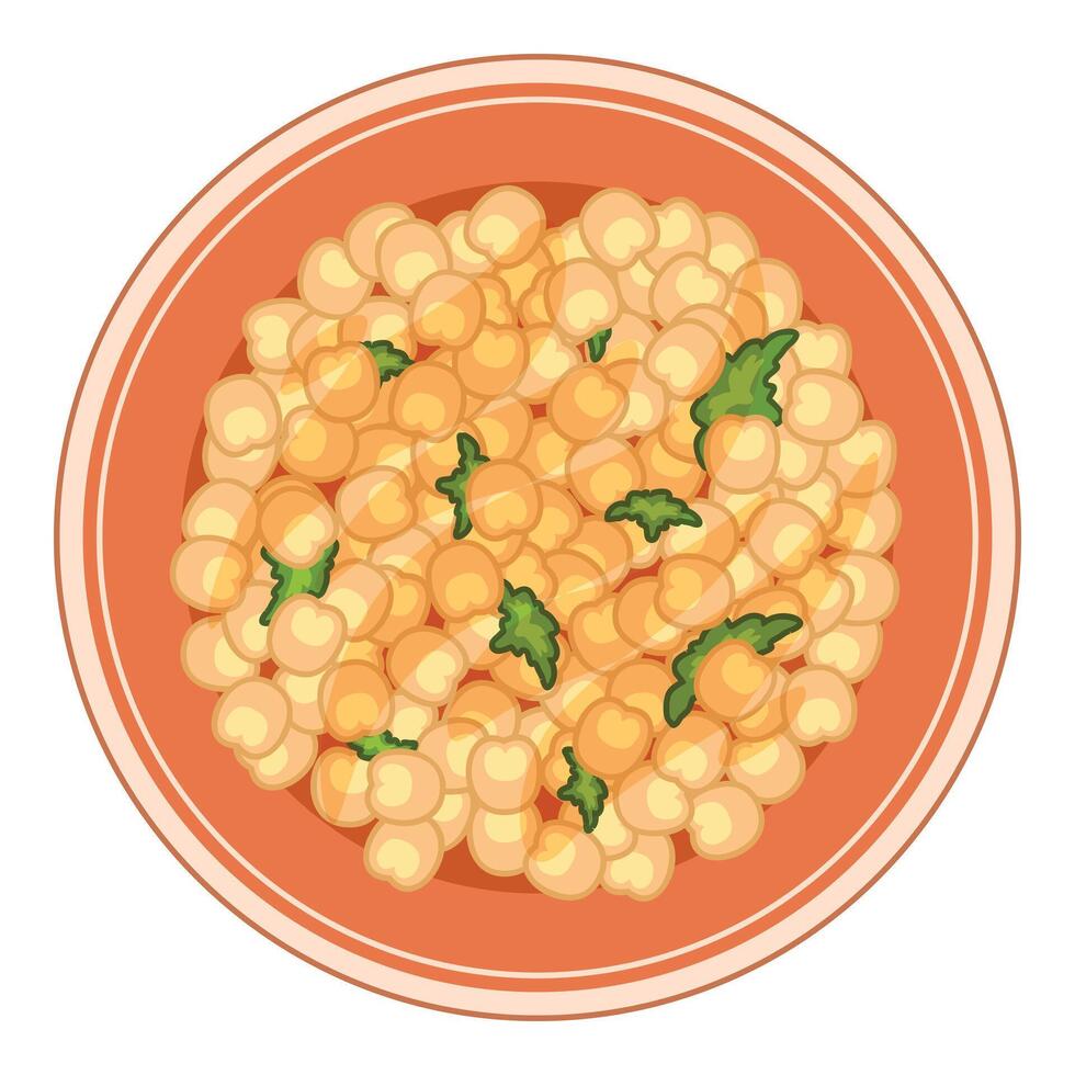 Chickpeas lying on plate, forming tasty vegetarian meal vector