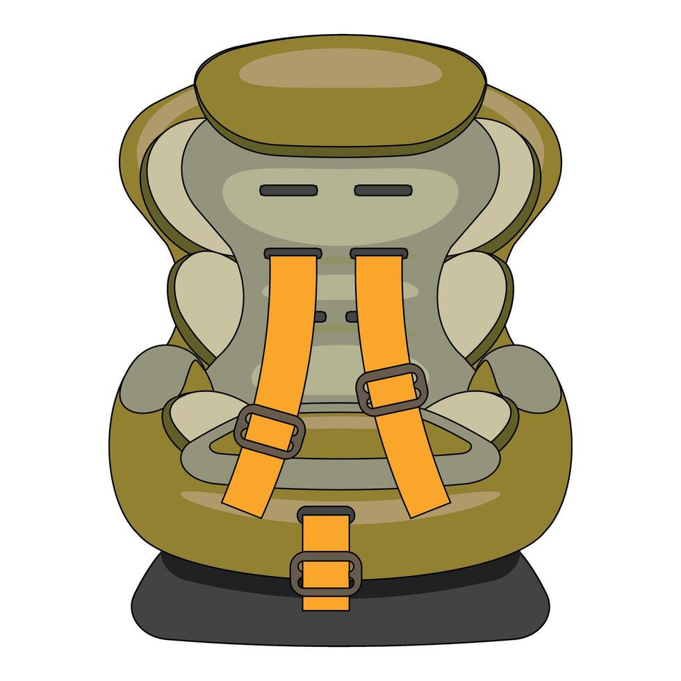 Empty baby car seat with safety belts fastened for protection vector