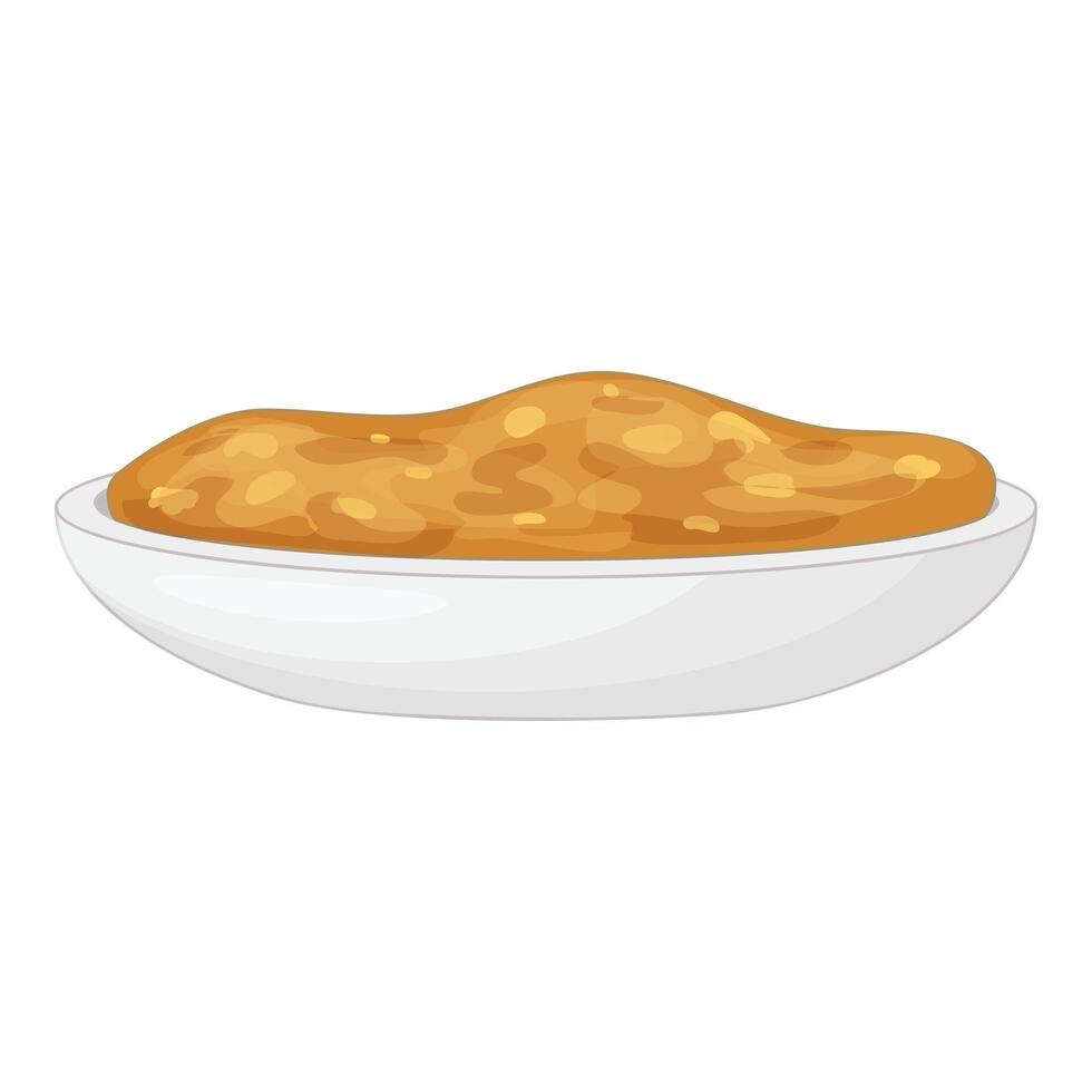 White bowl overflowing with delicious peanut butter vector