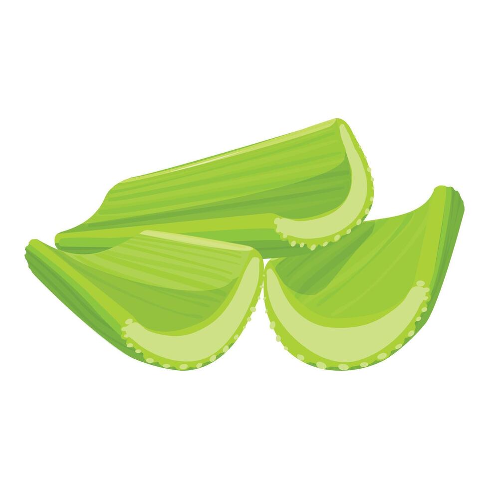 Green celery stalks being cut for snack vector