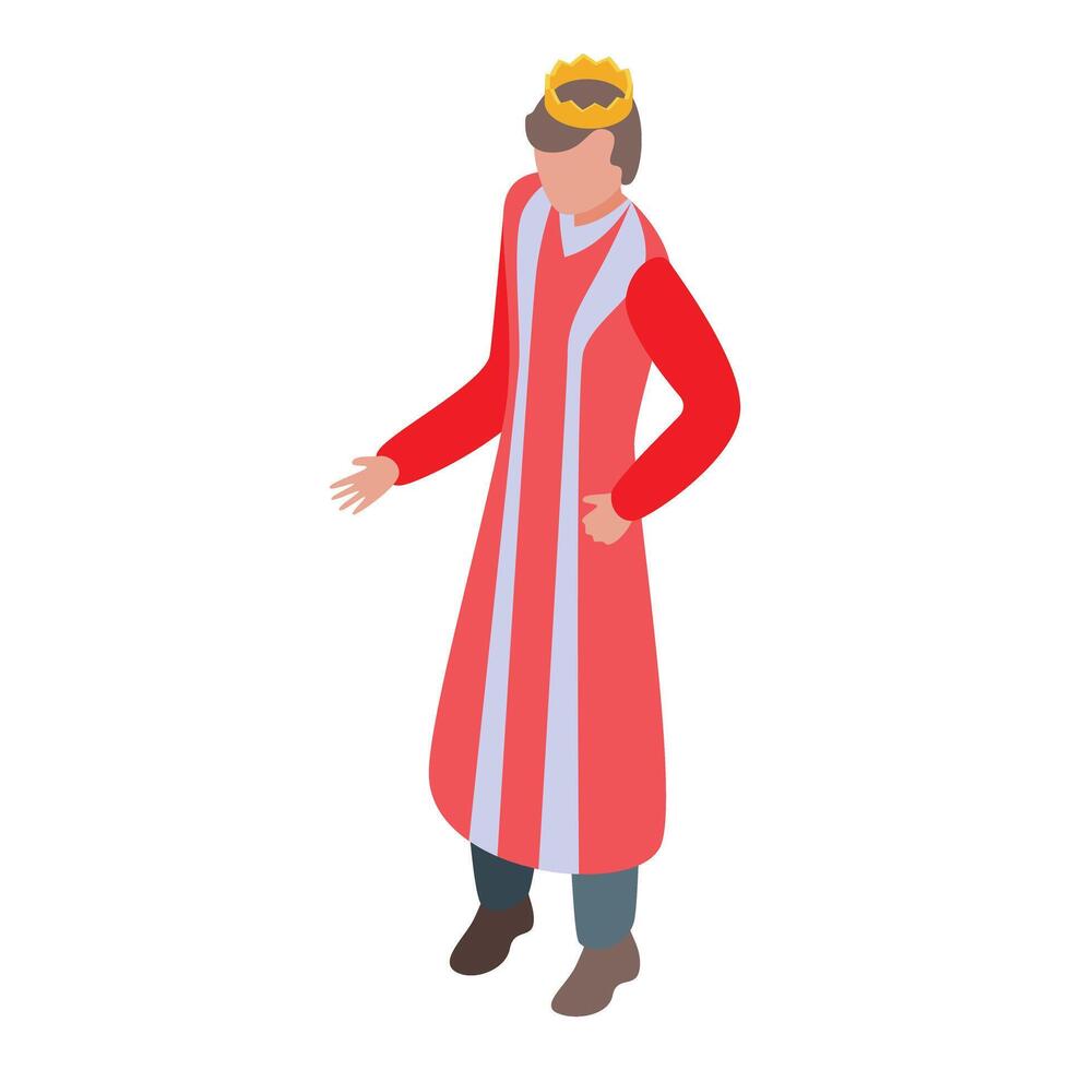 King wearing crown standing with hand on hip vector