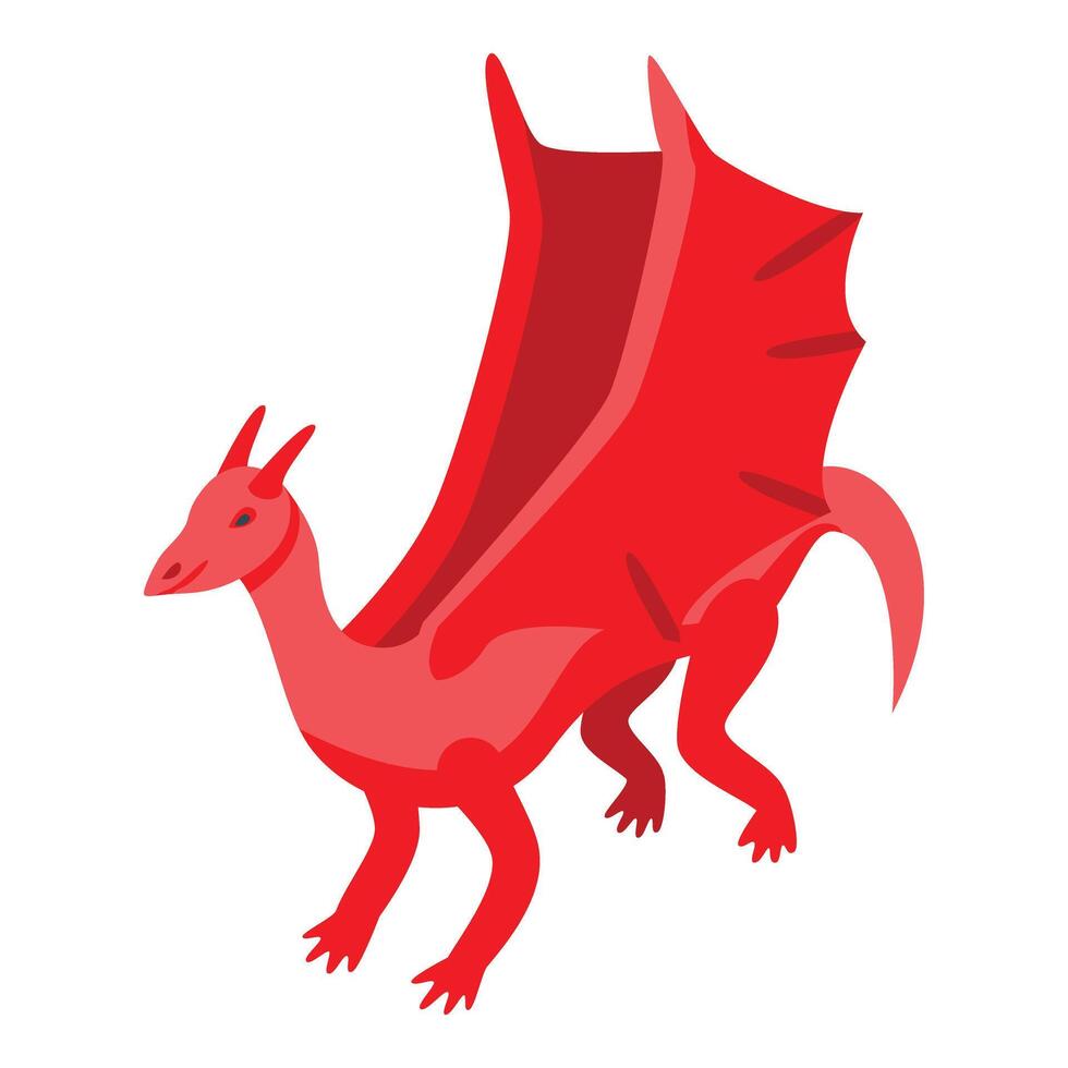 Red dragon standing with spread wings vector