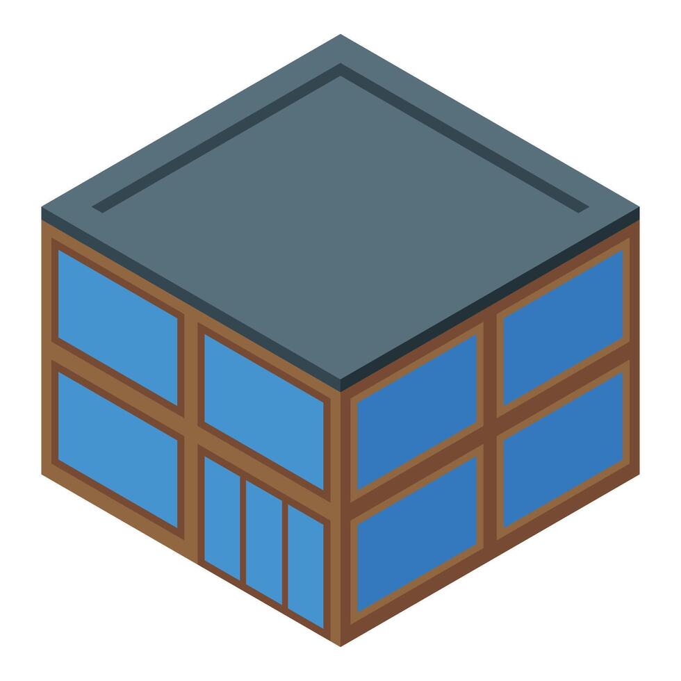 Modern office building with large windows isometric icon vector