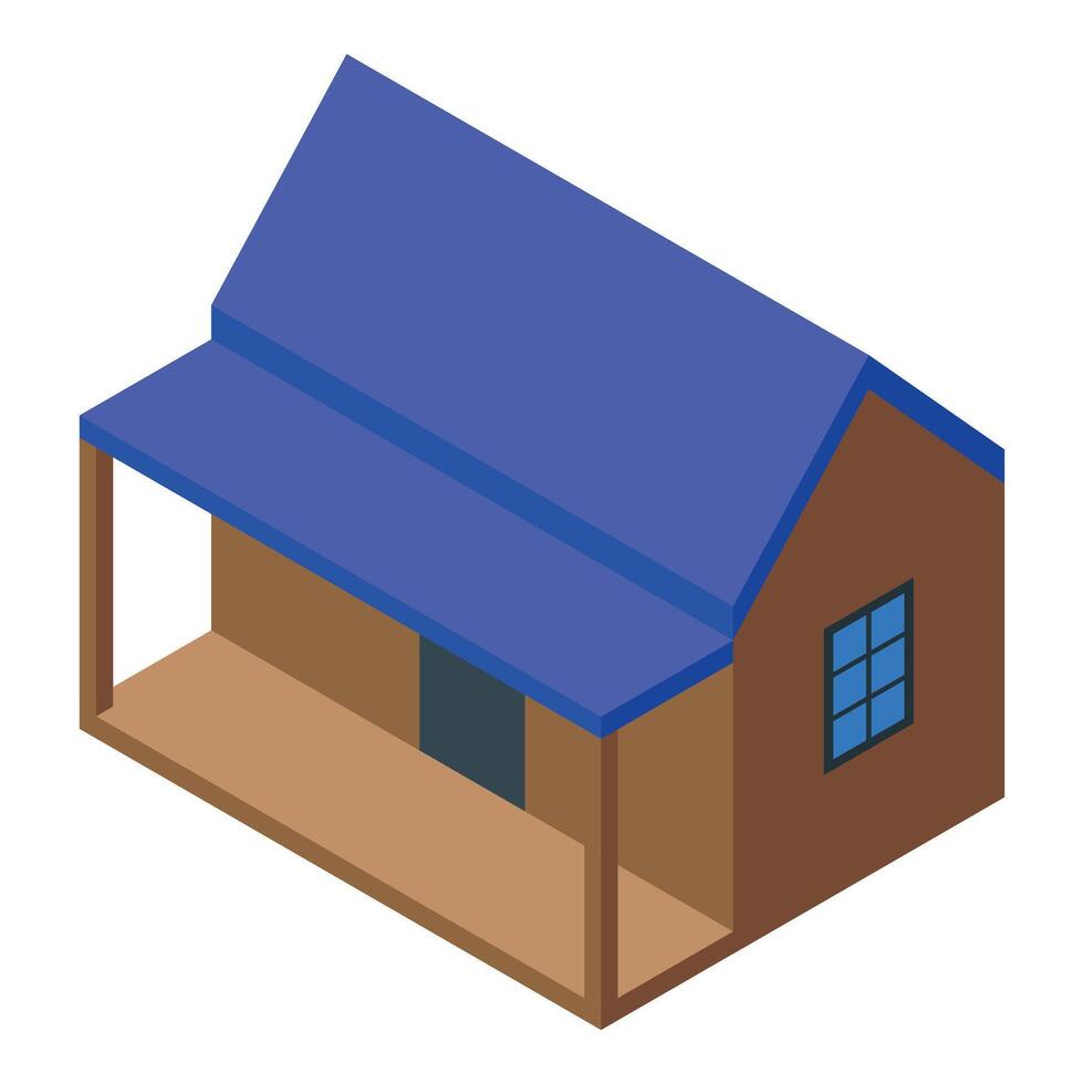 Small wooden house with porch isometric illustration vector