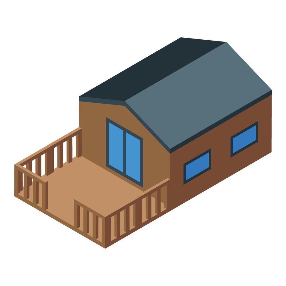 Modern wooden suburban house with terrace is being constructed vector