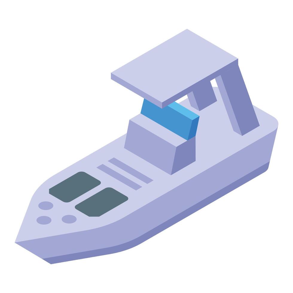 Modern fast boat sailing on water surface isometric icon vector
