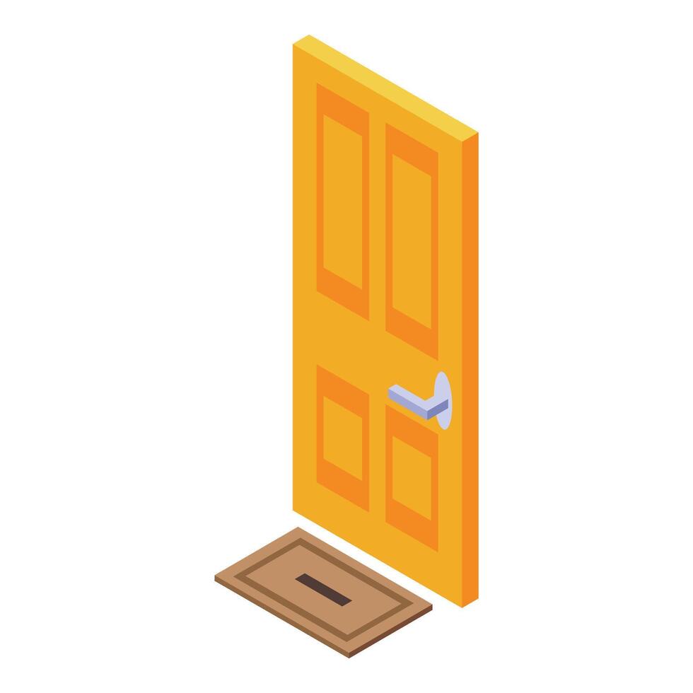 Yellow door isometric icon, house entrance illustration vector