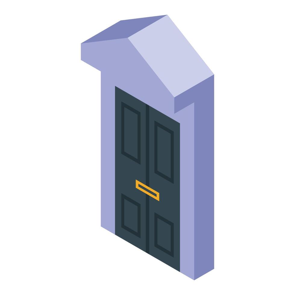 Double door building entrance isometric icon representing security vector