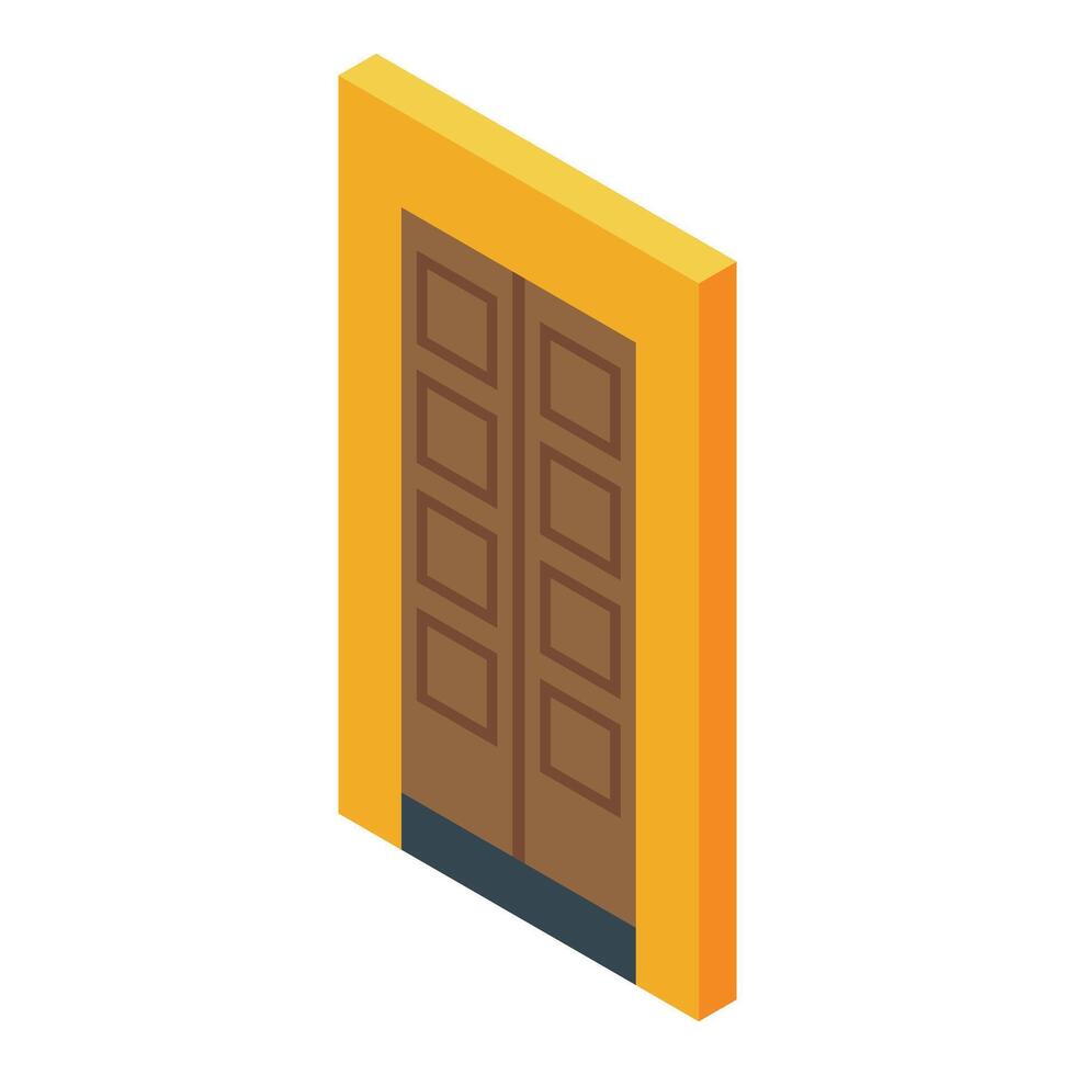 Double door isometric icon illustrating entryway vector