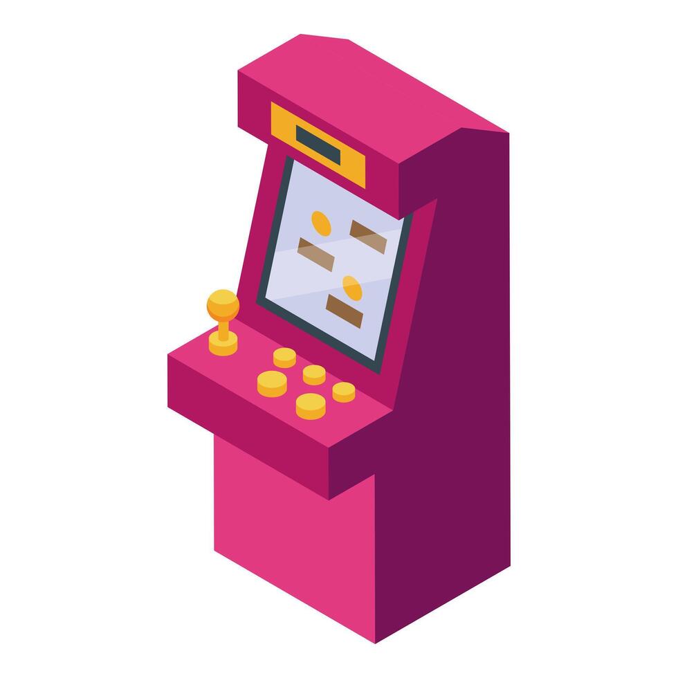 Retro arcade game showing playing screen isometric view vector