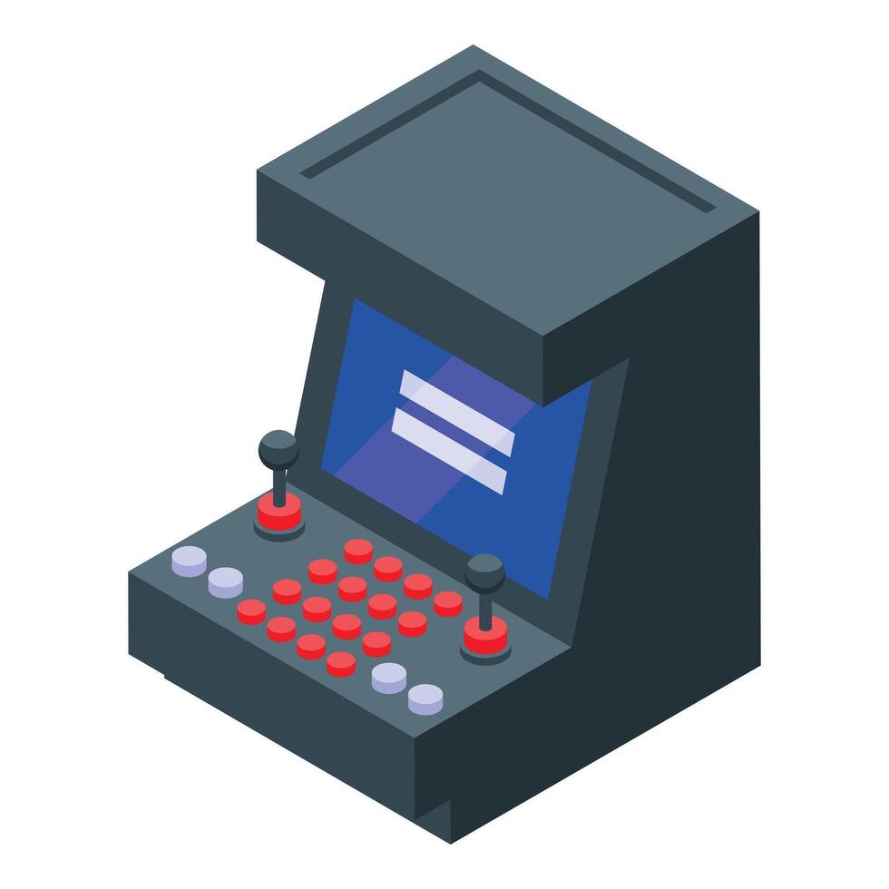 Arcade game machine with joysticks and buttons isometric illustration vector