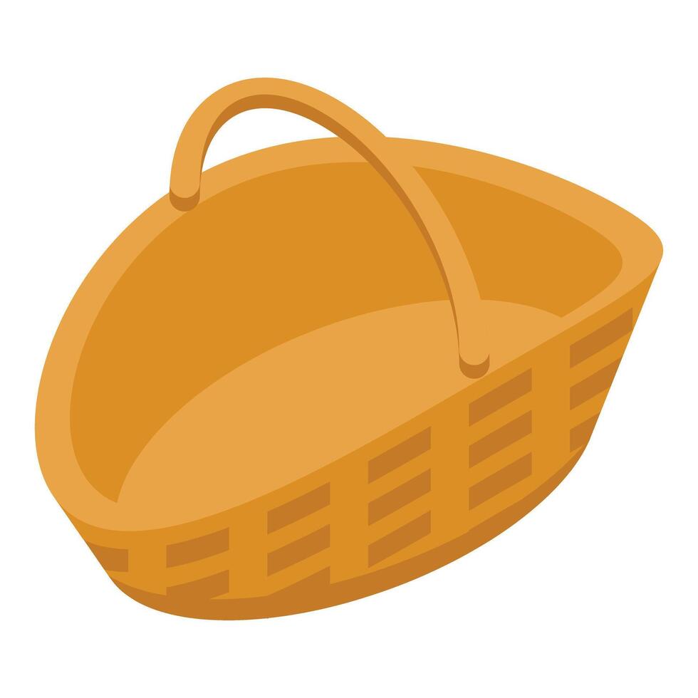 Empty wicker basket standing on white background vector