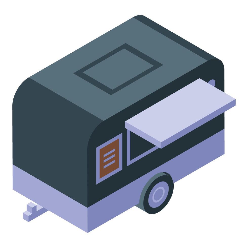 Food trailer offering take away street food isometric view vector