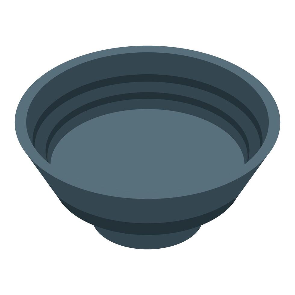 Empty round pet bowl standing on white background vector