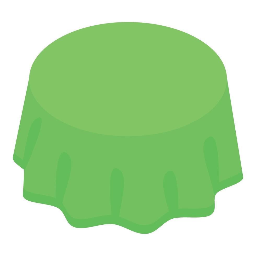 Round table with green tablecloth covering top for party or dinner vector