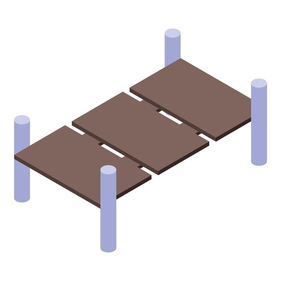 Wooden pier icon, isometric style vector