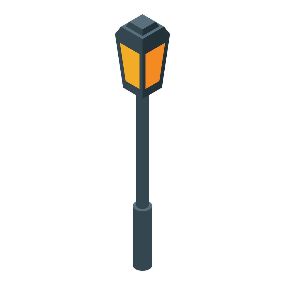 Street lamp standing tall illuminating the night in isometric view vector