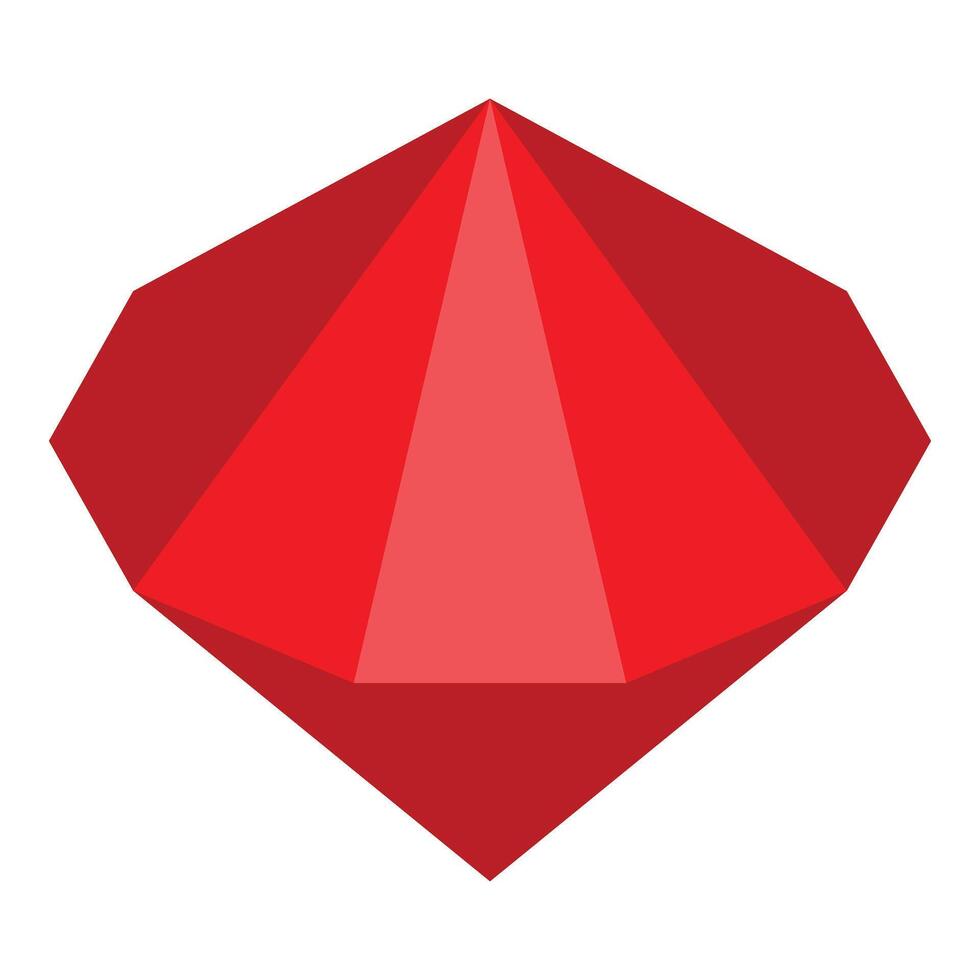 Red crystal gemstone shining brightly on white background vector
