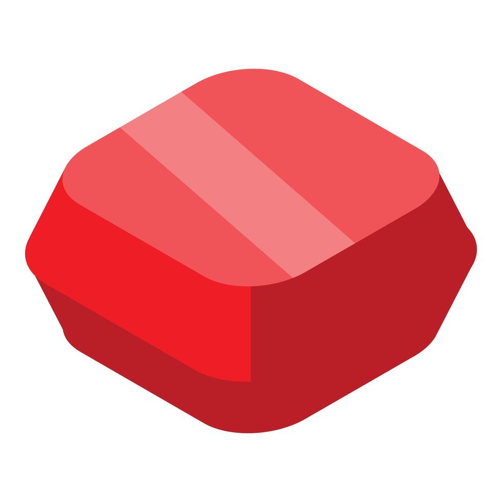 Red square button being pushed down on white background vector