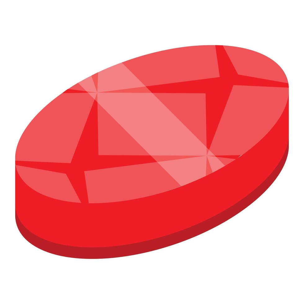 Red oval ruby gemstone shining brightly vector