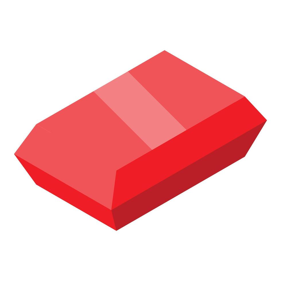 Red eraser lying on white background for erasing mistakes vector
