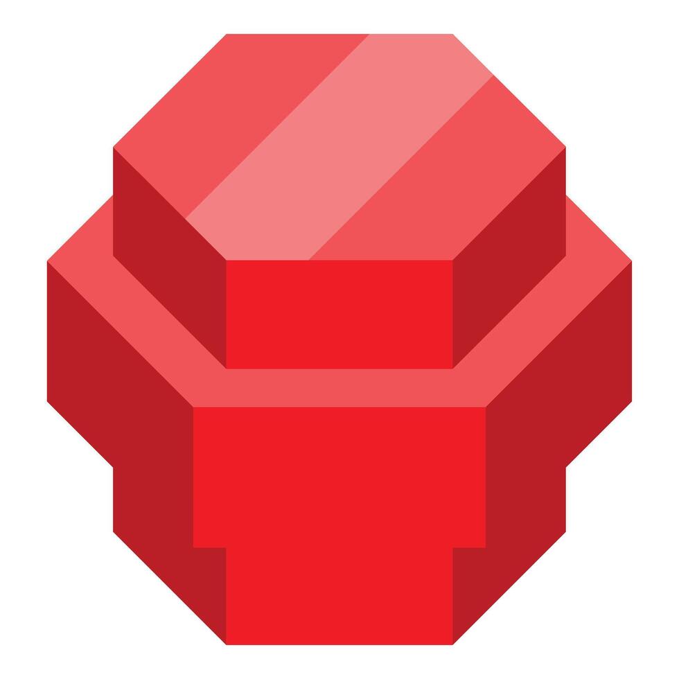 3d rendering of a red hexagon forming a three steps podium vector