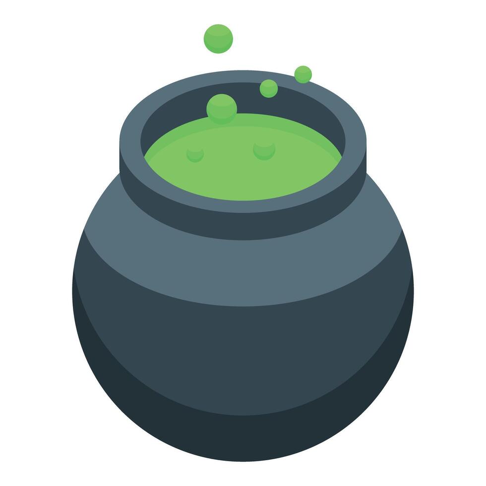 Magic potion is bubbling in a cauldron vector