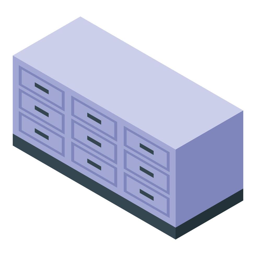 Big archive cabinet with closed drawers isometric view vector