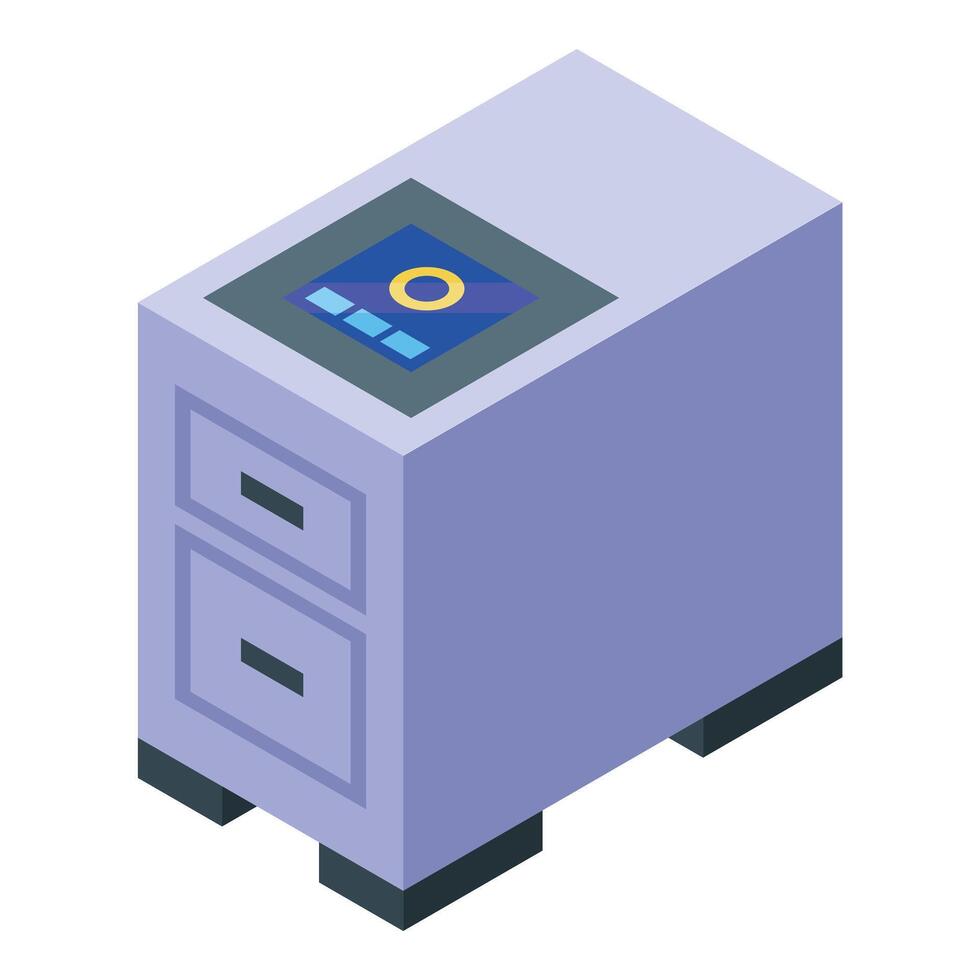 Modern bank safe deposit box showing fingerprint scan vector