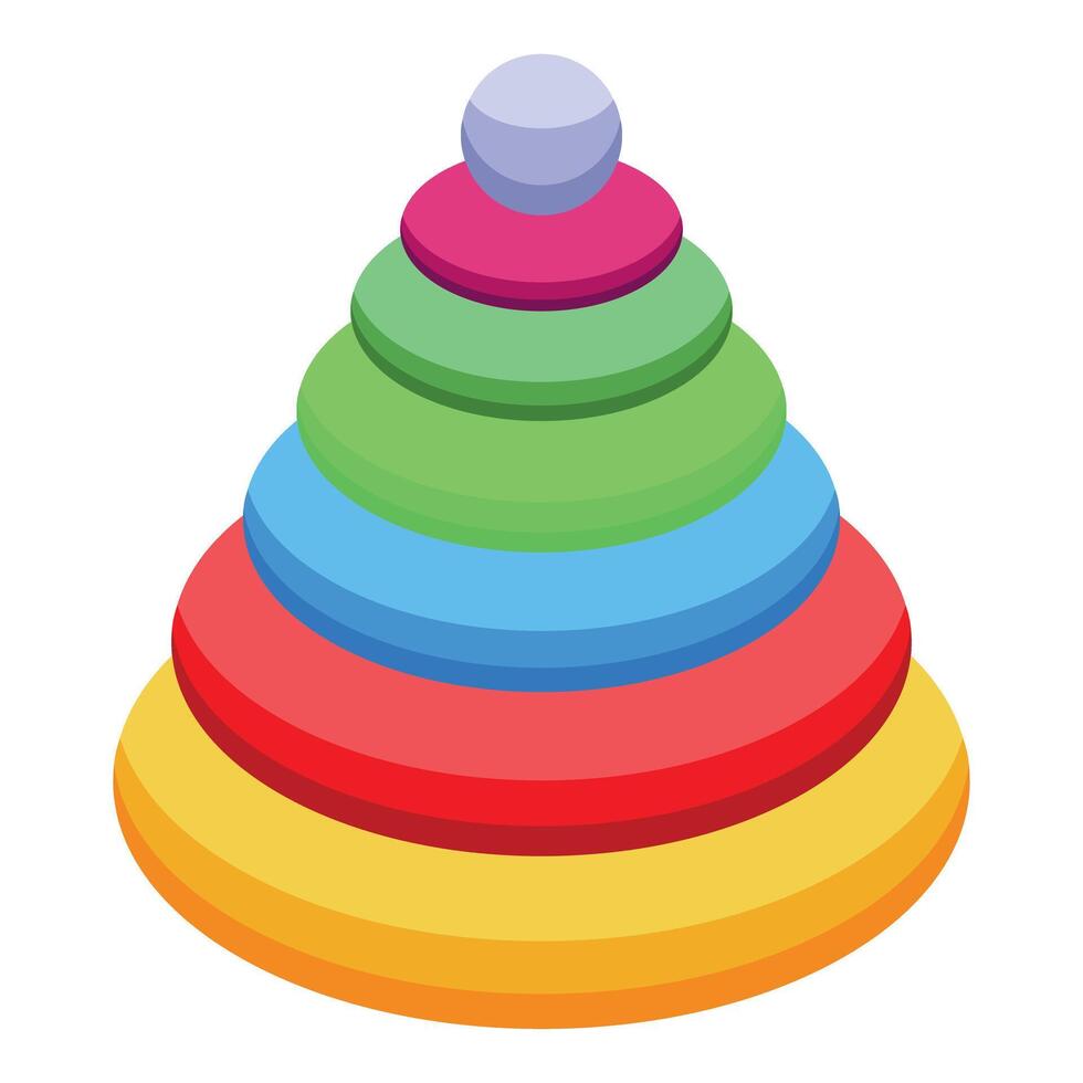 Colorful toy pyramid stacking up for fun and development vector
