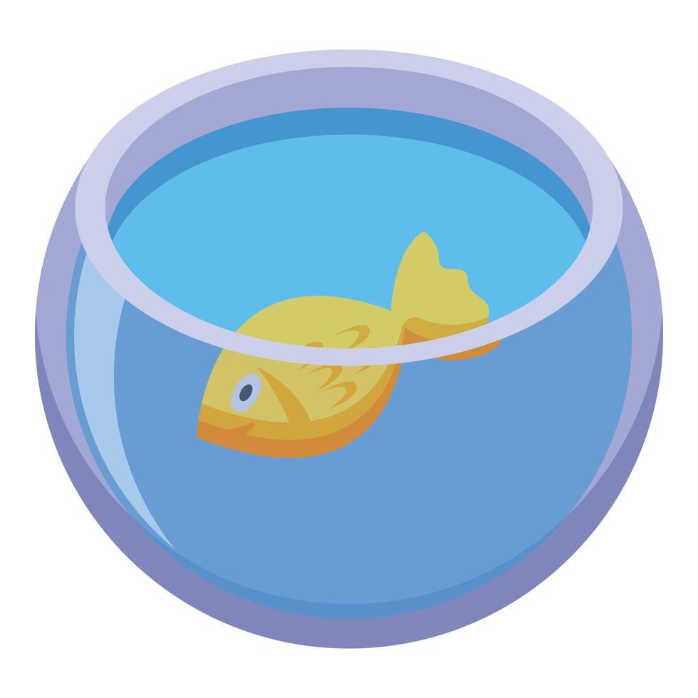 Goldfish swimming in a round fishbowl on white background vector