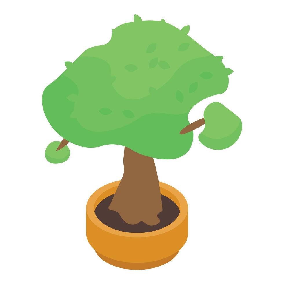 Small bonsai tree growing in a round pot vector