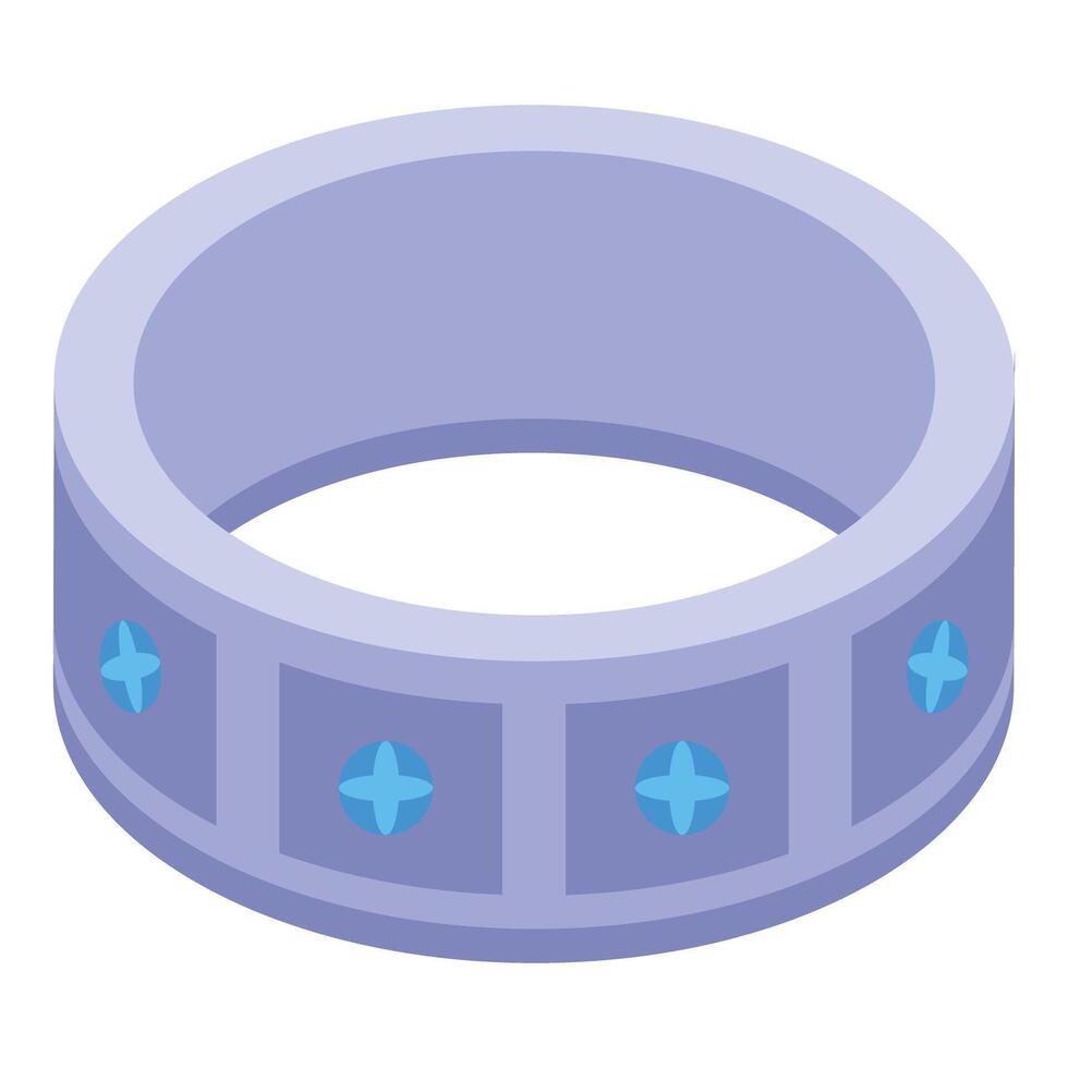 Silver ring with blue gems is shining on white background vector