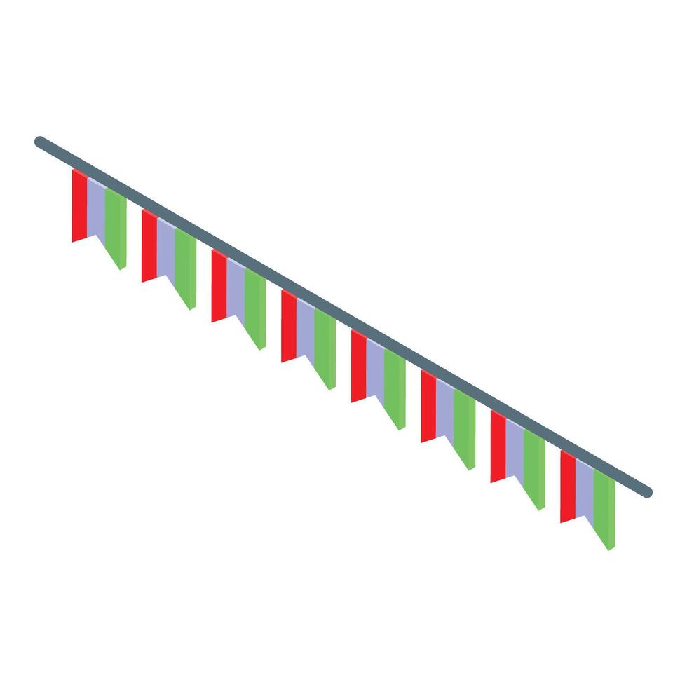 String of triangle flags hanging on a rope is waving in the wind vector