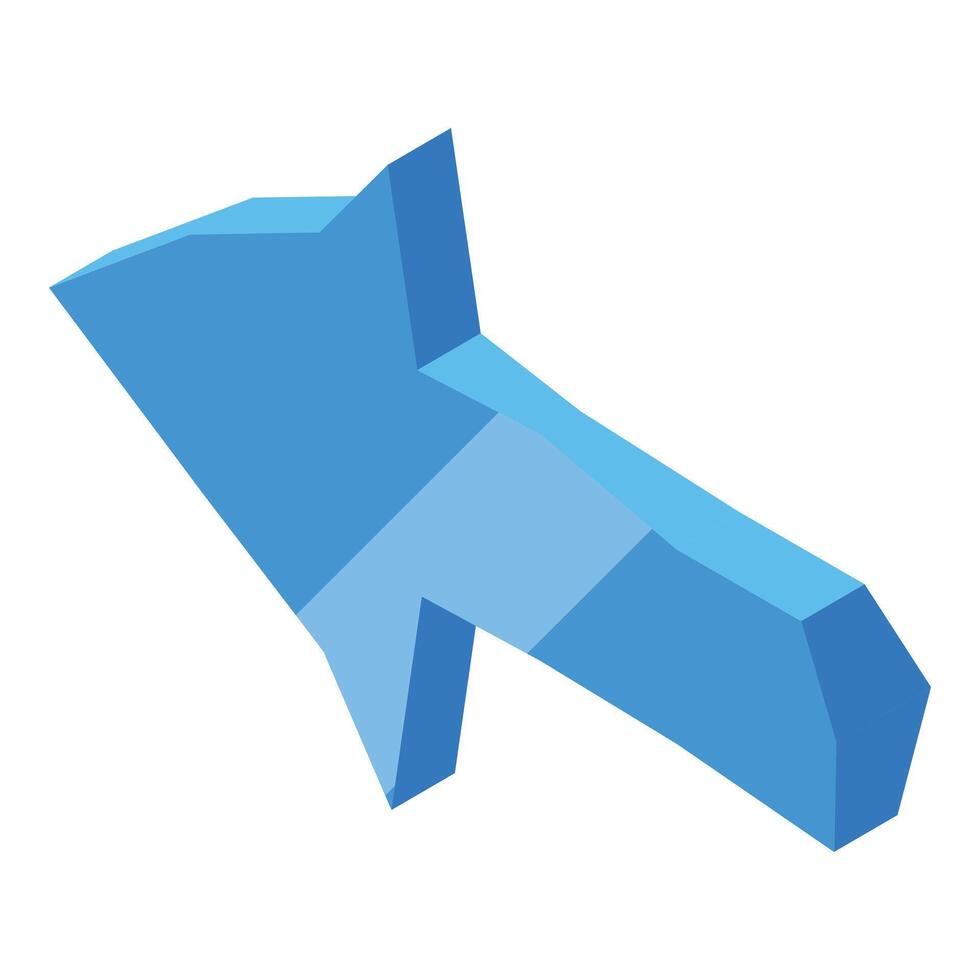 Blue 3d arrow pointing left down isometric icon vector