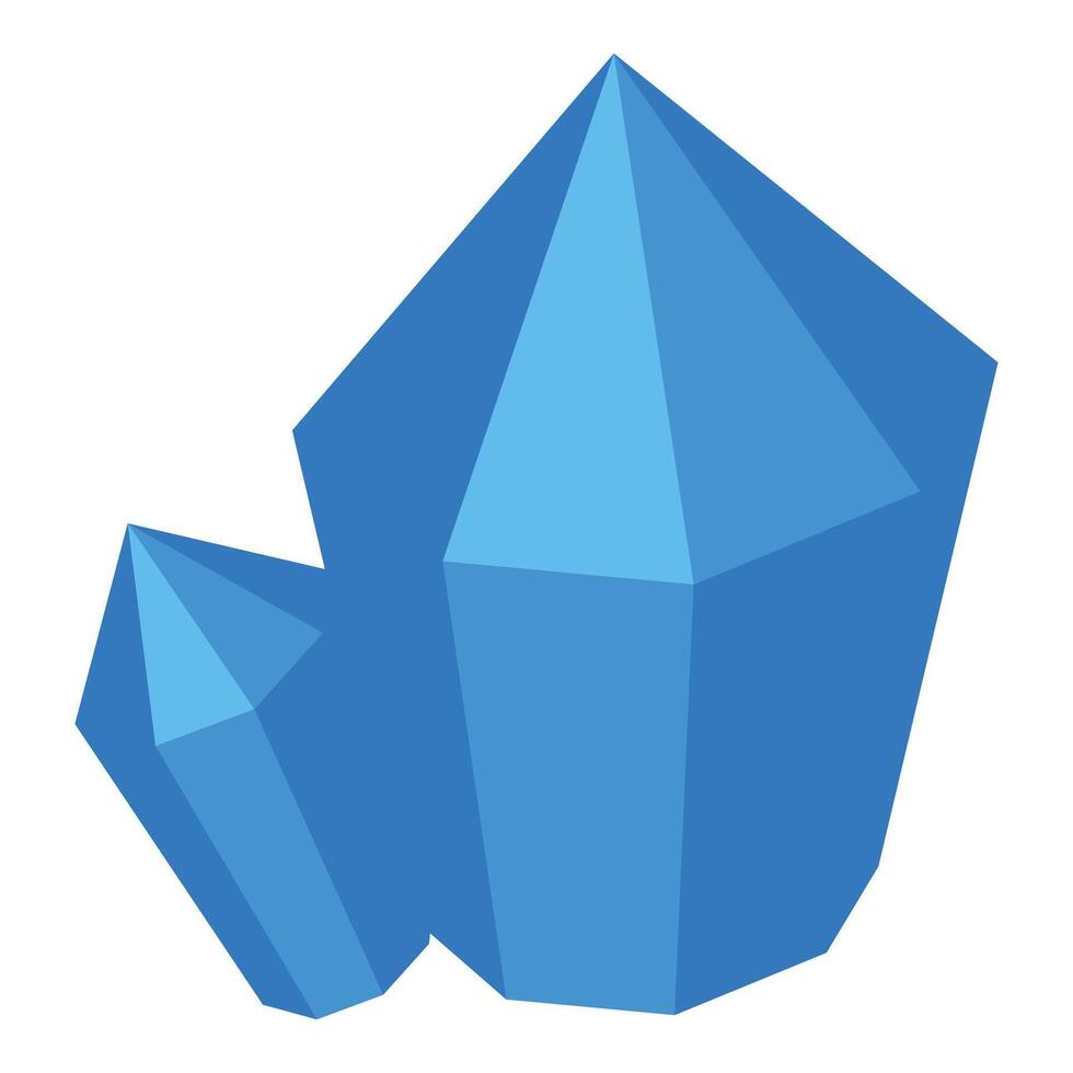 Two big light blue crystals are standing on white background vector