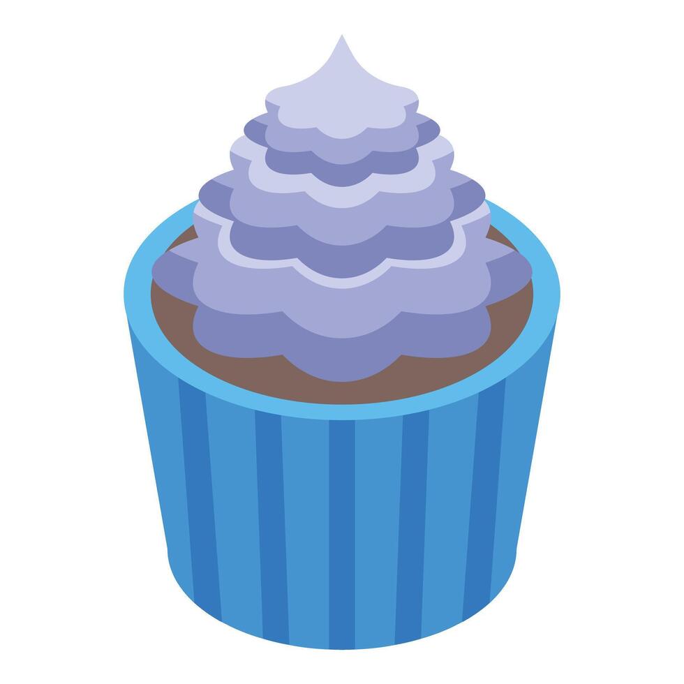 Sweet cupcake with violet icing tempting you to enjoy its sweetness vector